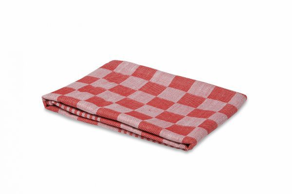 Theedoek geblokt Rood/Wit