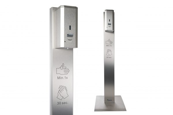 RVS Hygienezuil met RVS Mediclinics automatische dispenser